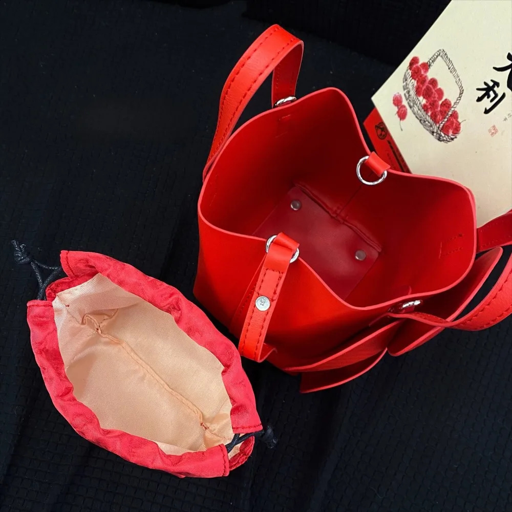 Innovative Chinese-Style Floral Bucket Bag Drawstring French Mini Tote Bag Flower Bucket Purse Women y er Handbags 250811