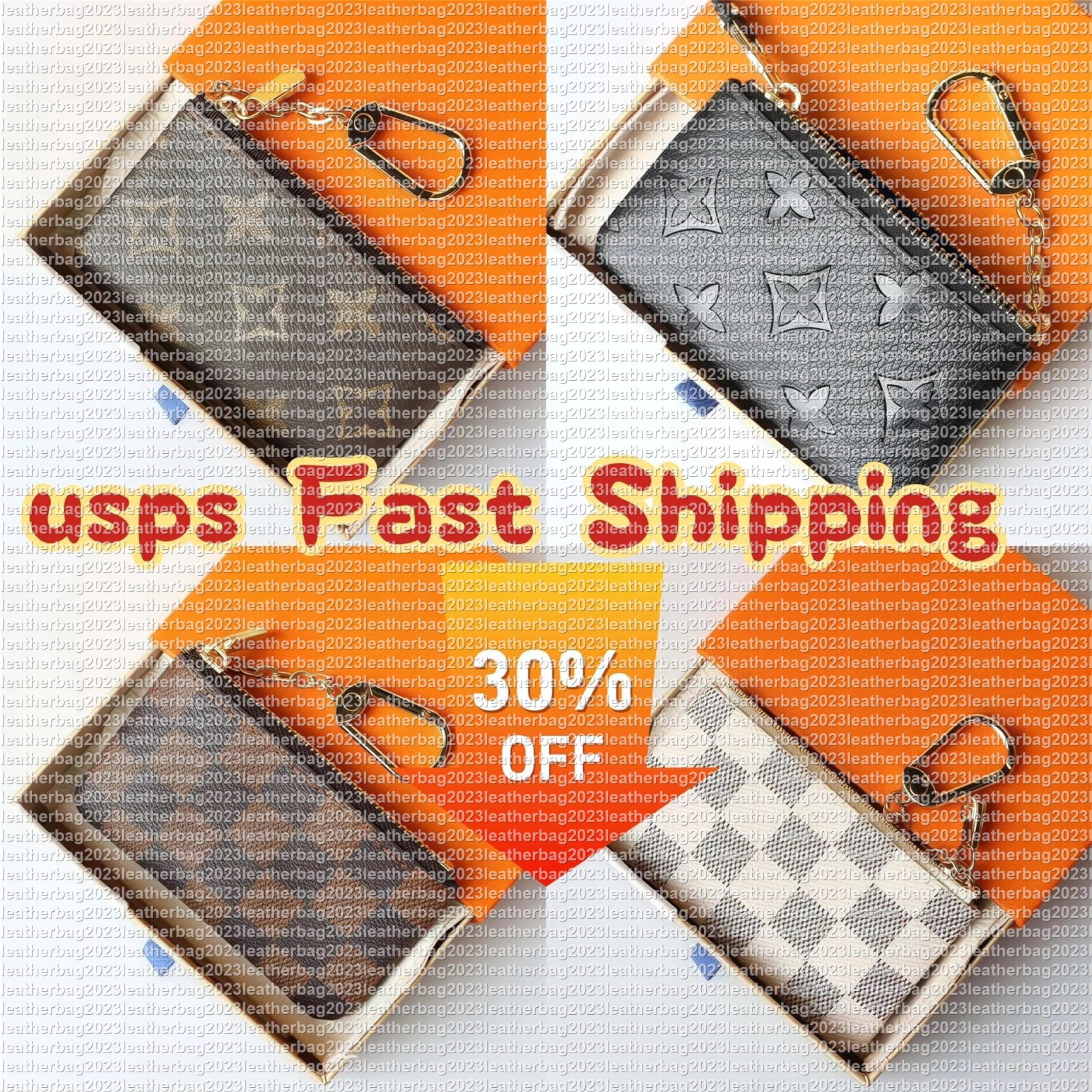 KEY POUCH POCHETTE CLES Designer Fashion Womens Mens Key Ring Credit Card Holder Coin Purse Luxury Mini Wallet Bag Charm Brown Canvas