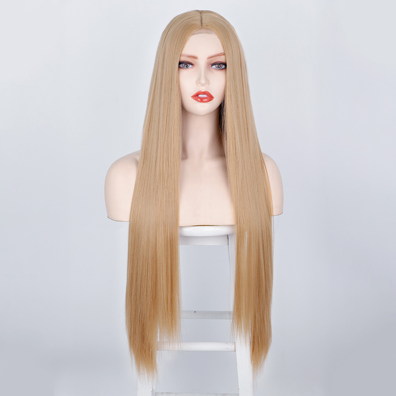 360 Lace Front Straight Human Hair Wig Brazilian 32 Inch Synthetic Front Closure Wig for Women j6