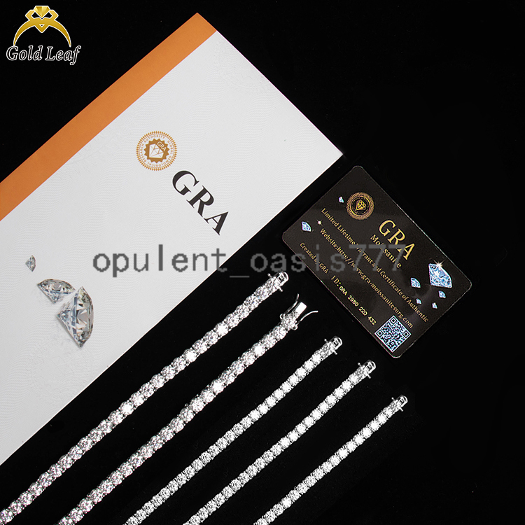 Stock Hip Hop Jewelry 925 Silver GRA Certified 2MM-6.50MM 6 Inches DVVS Moissanite Tennis Chain Bracelet for Men Women