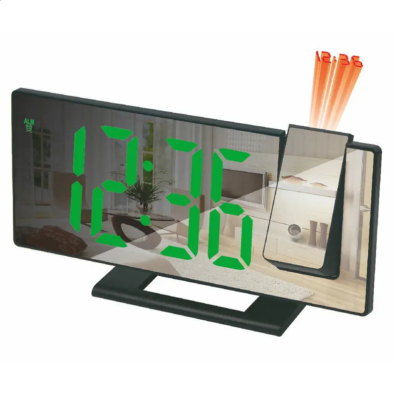 1PC Mirror multifunctional projection alarm clock Intelligent luminous clock Bedroom large screen projection clock 250805