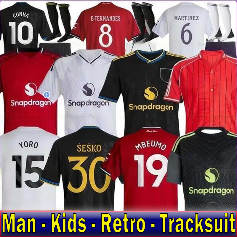 ManUnited 25 26 soccer jerseys Sesko CUNHA MBEUMO HOJLUND Antony Casemiro Retro 2025 UTD football shirt tracksuits MARTIAL B. FERNANDES men kids kit Unted jerseys