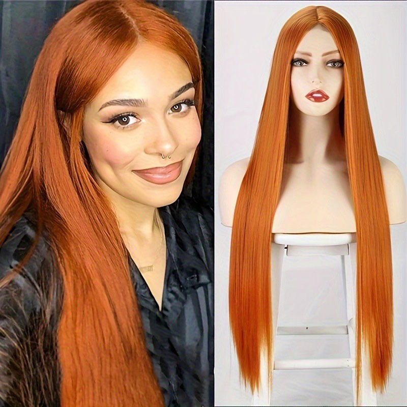 360 Lace Front Straight Human Hair Wig Brazilian 32 Inch Synthetic Front Closure Wig for Women j6