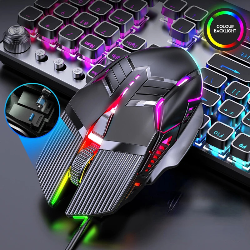 3200DPI Ergonomic Wired Gaming Mouse USB RGB Mause Gamer 6 Button LED Silent Mice for PC Laptop Computer 250729