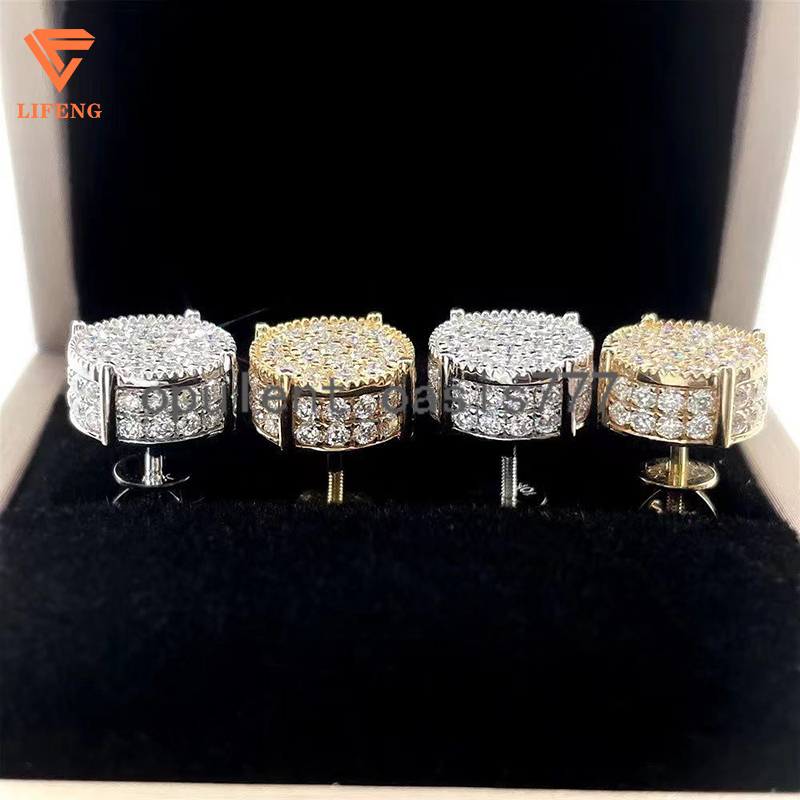 Lifeng Jewelry Moissanite Luxury Women Stud Earrings Customized VVS Moissanite Diamond 10K Solid Gold Sterling Silver Earings