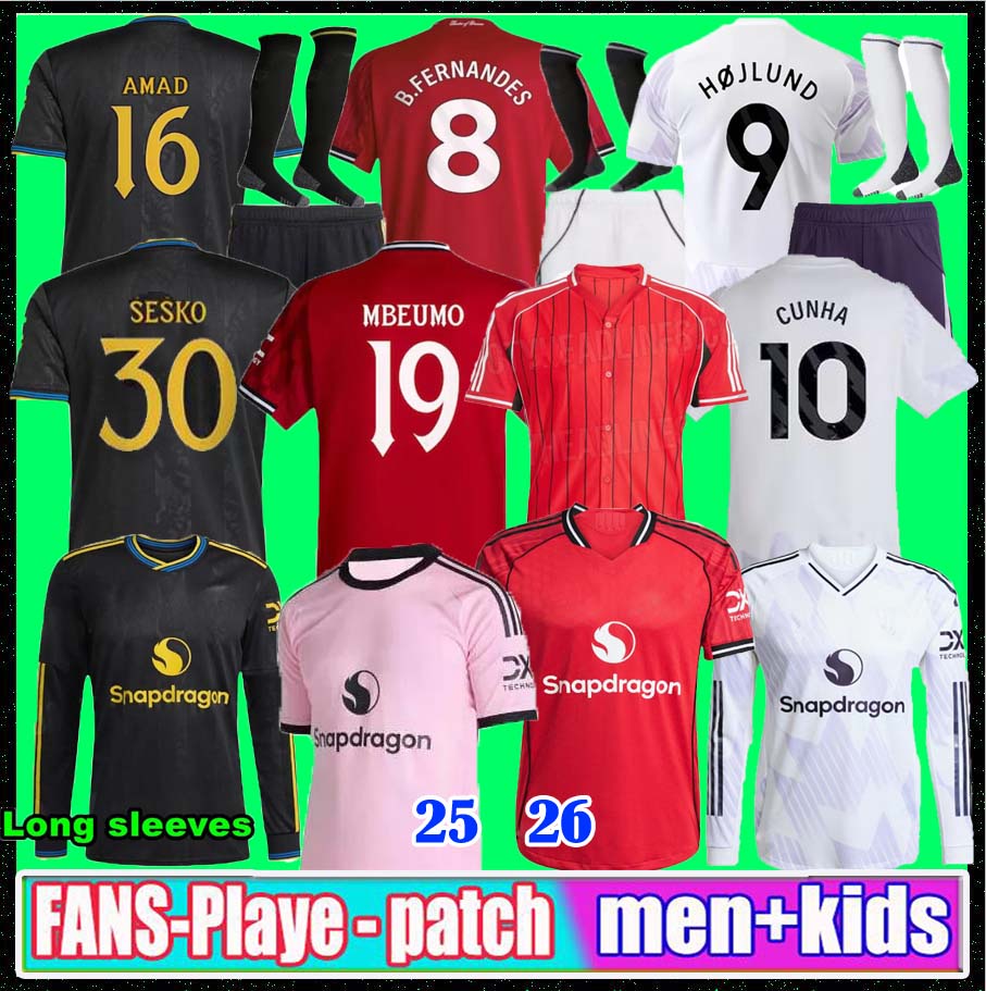 25 26 CUNHA MBEUMO AMAD Soccer Jersey YORO MARTINEZ CASEMIRO HOJLUND MAINOO MOUNT B. FERNANDES ONANA SeSko Manchest er UNTEDS football shirt MEN KIDS