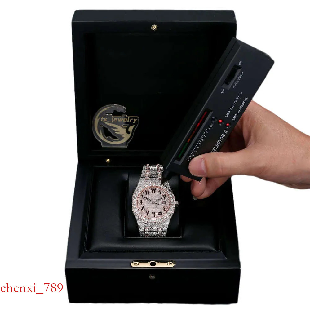 Pure Hand Inlaid Custom Moissanite watch, jewelry fully automatic movement iced out Lab-grown sapphire mirror surface men watch Free and fast delivery