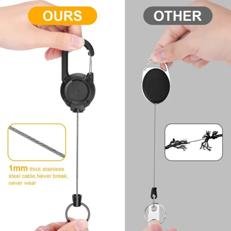 248pcs Outdoor Retractable Keychain Heavy Duty Carabiner Badge Holder ID Clip Reel Key Chain for Fishing 250811