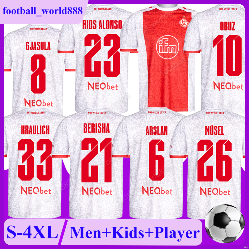 XXXL 4XL Rot-Weiss Essen 25 26 Soccer Jerseys RIOS ALONSO KRAULICH 2025 Football Shirts OBUZ BERISHA ARSLAN GJASULA MUSEL football kits SCHULTZ Men Kids Kit Socks Sets