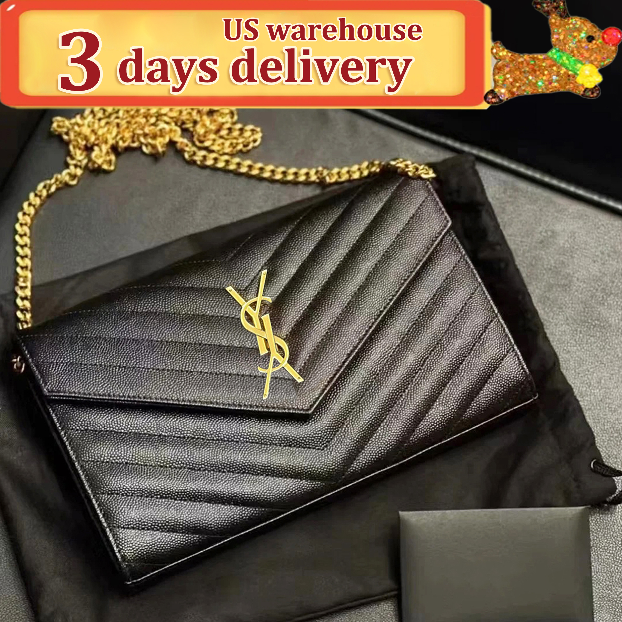 Designer Bag Shoulder Bag Luxury Bag High Quality Women's handbags purse Ladies Fashion Crossbody Bag Black Cowhide Envelope Bag Classic Metal Chain Bag Evening Bag