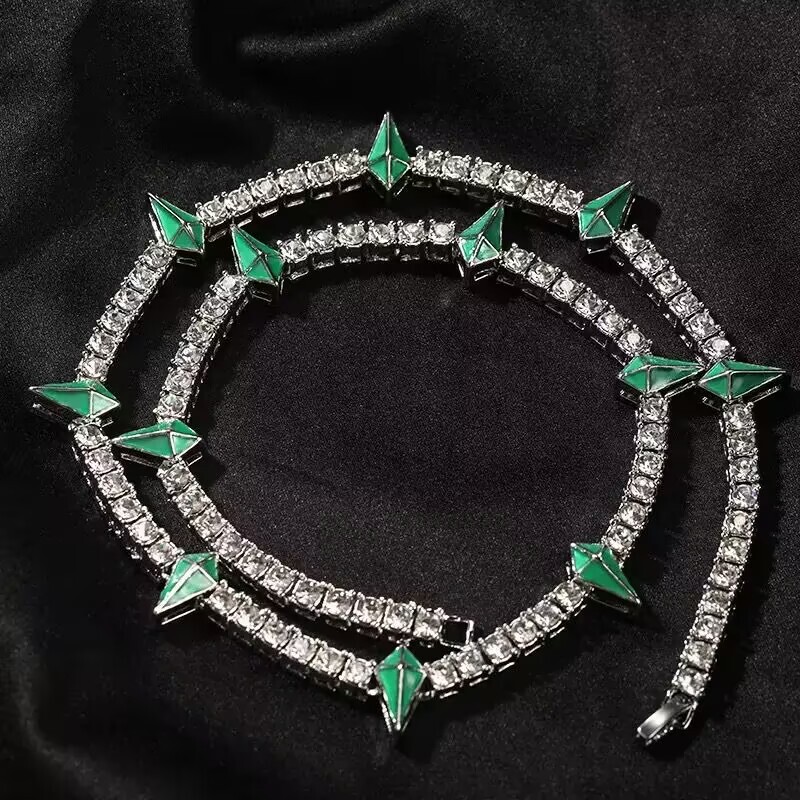 Pear Cut Round Cut Moissanite Tennis Chain 2 Tone with 18K Gold Plated Diamonds Iced Out VVS1 S925 Tennis Link Chain Necklaces