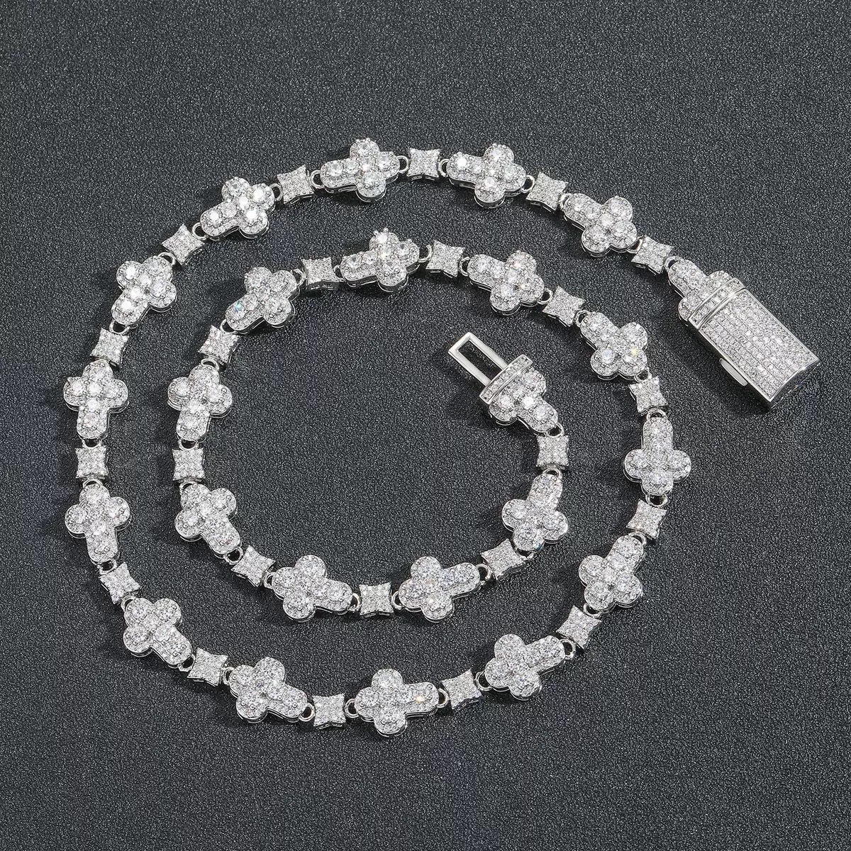 American cross tennis necklace birthday Christmas gift 14K white gold diamond men's and women's diamond necklace