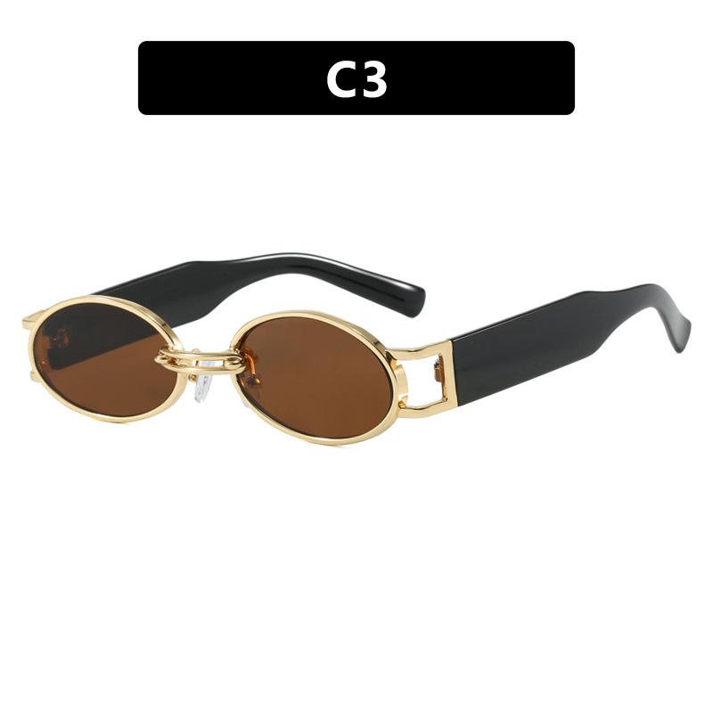 2025 Oval Metal Sunglasses Minimalist Retro Shades for Women Trendy Vacation Street Style