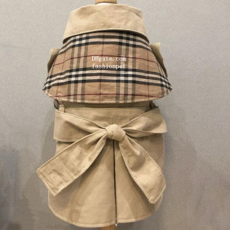 Luxury Dog Clothes Fashion Lapel Striped Grid Puppy Windbreaker Coats, British Style Lightweight Dog Jacket for Westie Maltese Poodle Yorkshire Terrie