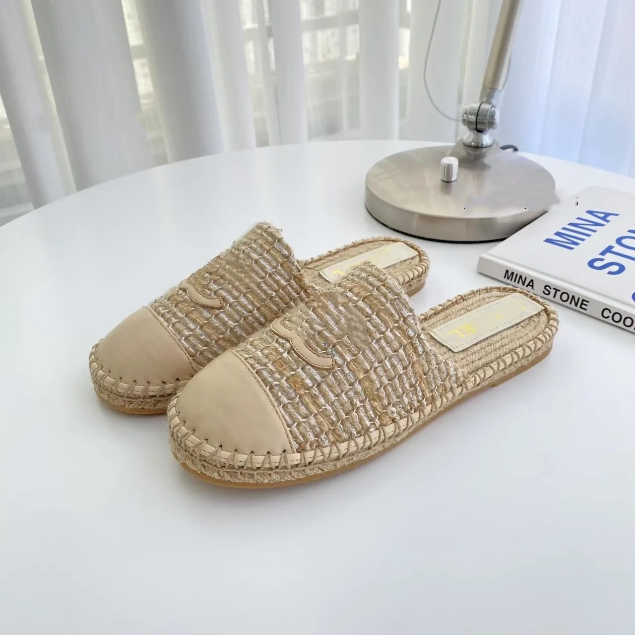 Designer loafers High-quality hemp rope Colorful and versatile women's half dragging single shoes Casual resort luxury Casual shoes