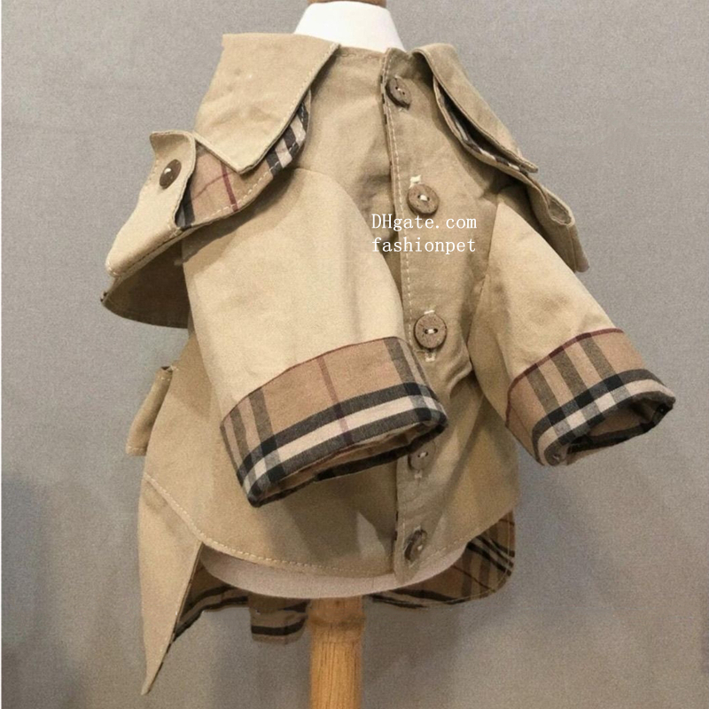 Luxury Dog Clothes Fashion Lapel Striped Grid Puppy Windbreaker Coats, British Style Lightweight Dog Jacket for Westie Maltese Poodle Yorkshire Terrie