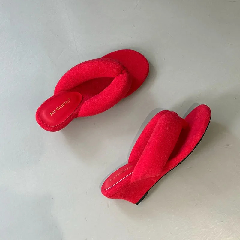 Footwear Flock Women Wedges Slippers Flip flops Shoes Fashion Round Toe Ladies Wedges Slippers Shoes Female Sandals Slides 250815