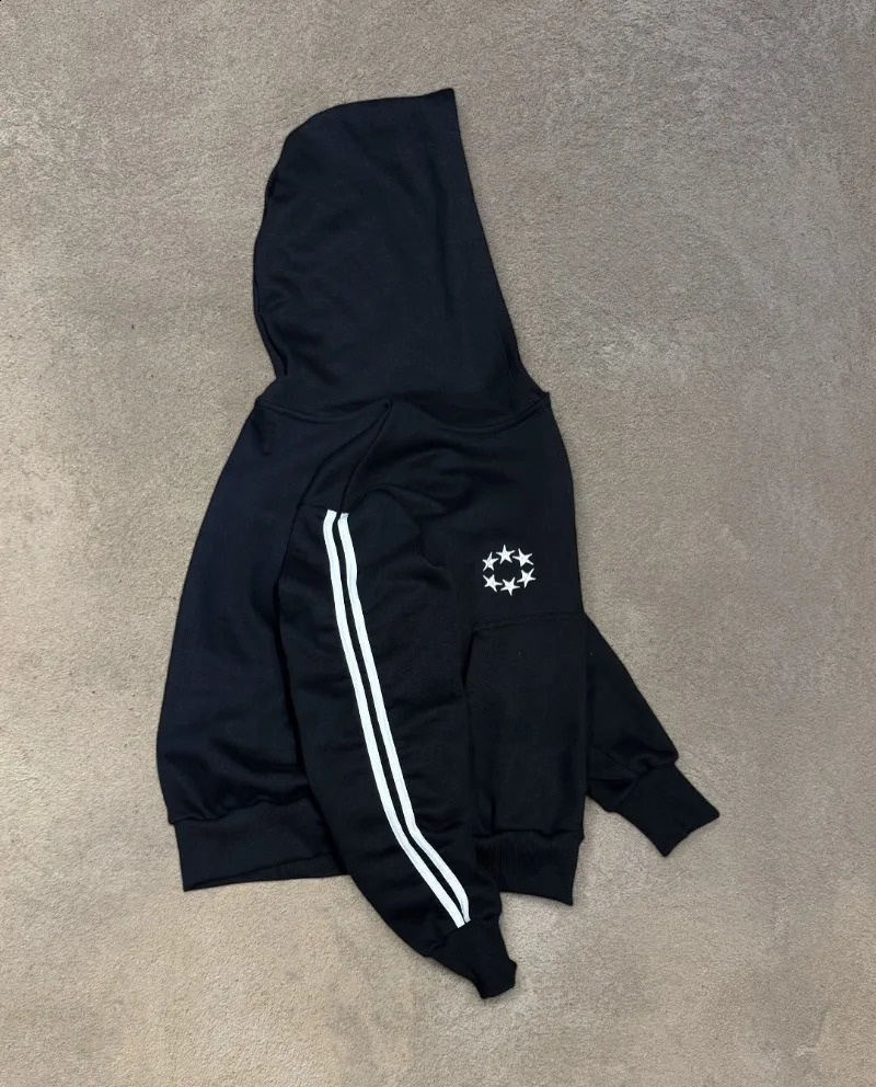 Hiphop Gothic letter print zipper men clothing Y2K high street fashion sportswear Harajuku punk loose couple hooded sweatshirt 250815