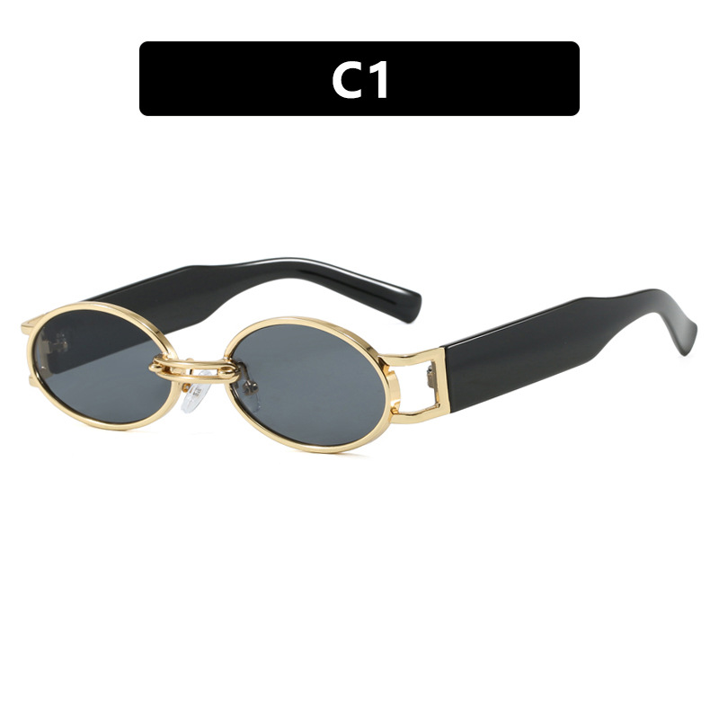 2025 Oval Metal Sunglasses Minimalist Retro Shades for Women Trendy Vacation Street Style