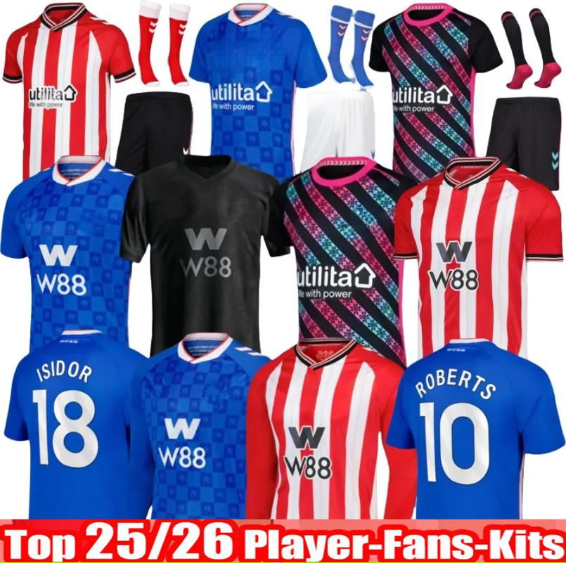 25 26 Home Away Football Soccer Jerseys SUNDERLAND STEWART SIMMS ROBERTS AMAD CLARKE DAJAKU EMBLETON EVANS O'NIEN 2025 2026 Football Shirt PRITCHARD