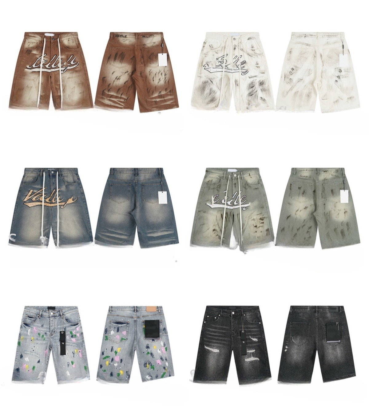 jorts for man short jeans for mans Wide Leg Knee Length Pants Chic Bottom Wear Out Flocking Niche Design Denim Shorts