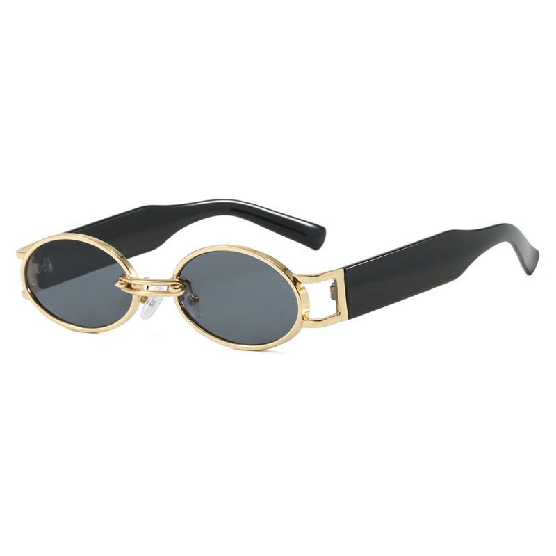 2025 Oval Metal Sunglasses Minimalist Retro Shades for Women Trendy Vacation Street Style