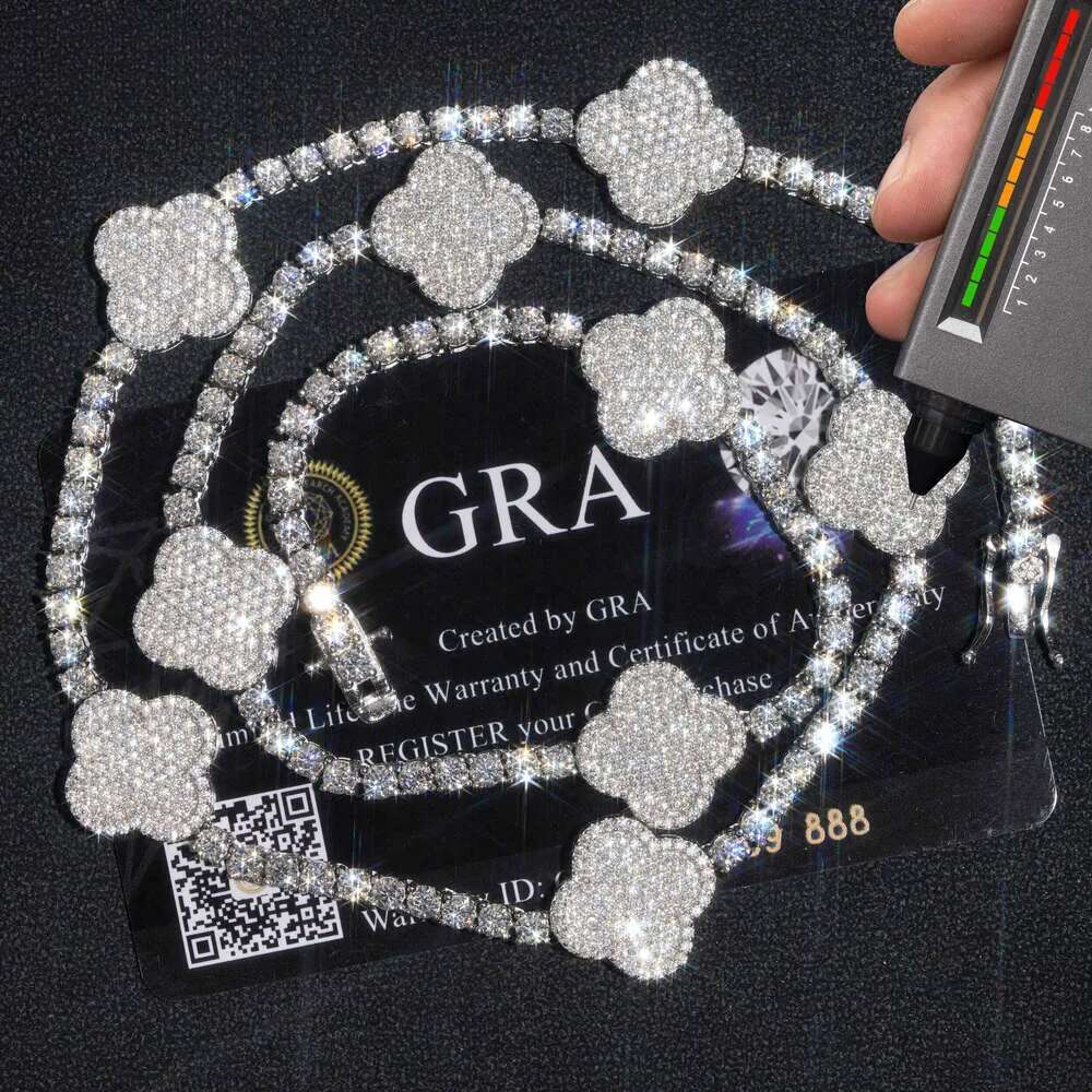 Pass Tester Sterg Sier VVS Moissanite Tennis Chain Necklace Men's and Women's Fashion Chains