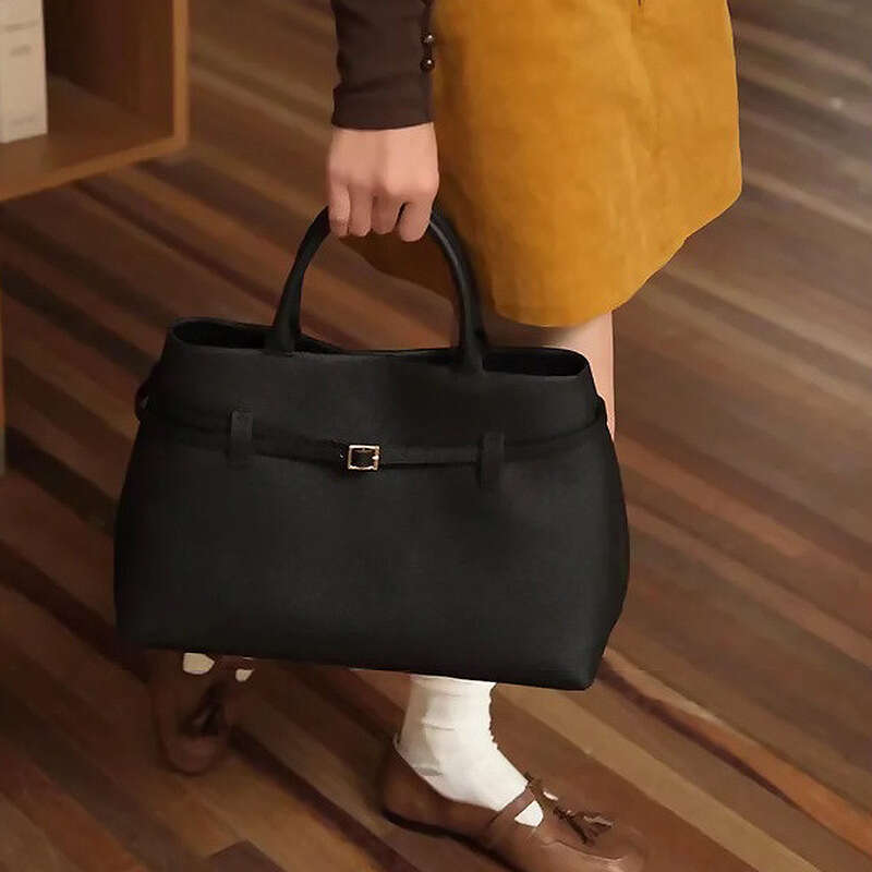Designer Tote Autumn Winter New Top Layer Cowhide Simple Commuter Large Capacity Handheld Briefcase Single Shoulder Crossbody Bag