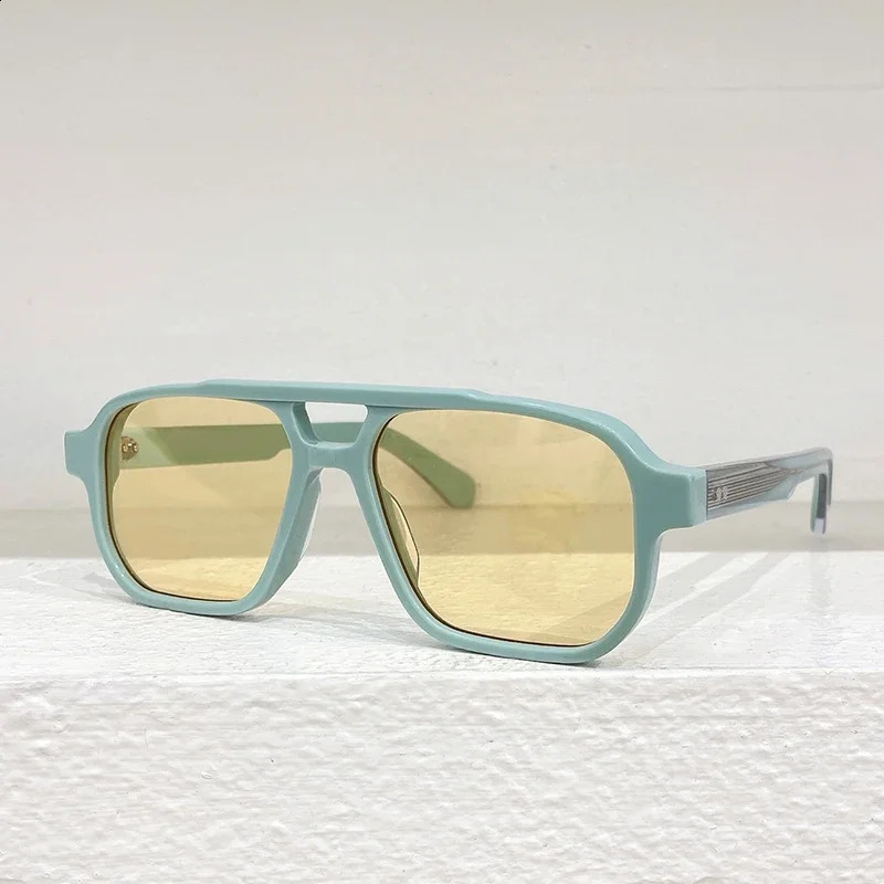 Ins Double Bridge Thick Heavy Acetate Sunglasses Uv400 Big Square Classical Men and Women Vintage Gift Eyeglasses with Case 250815