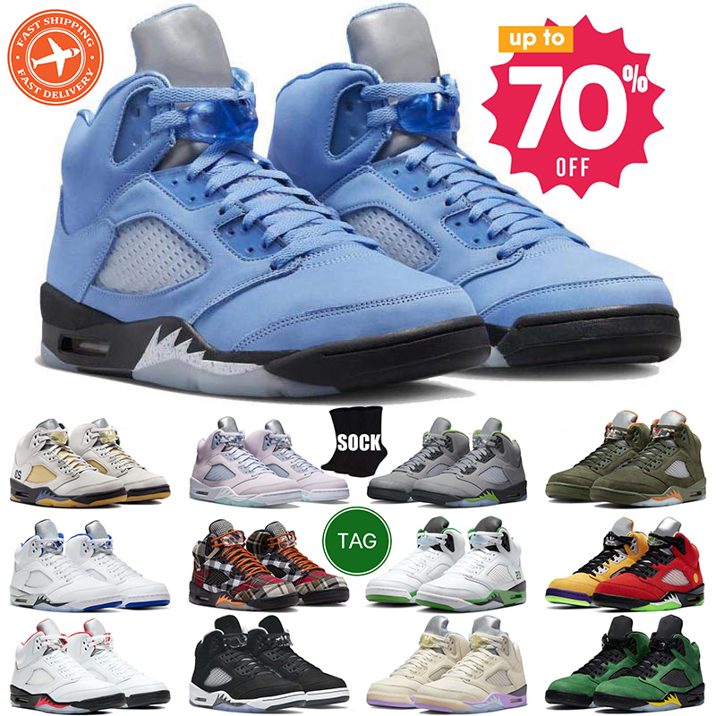 Designer Basketball Shoes 5 Mens Sneakers 5s Black Cats Navy UNC Lucky Green lue Raging Aqua Red Suede Jade Horizon Sail Outdoor Sports Trainers