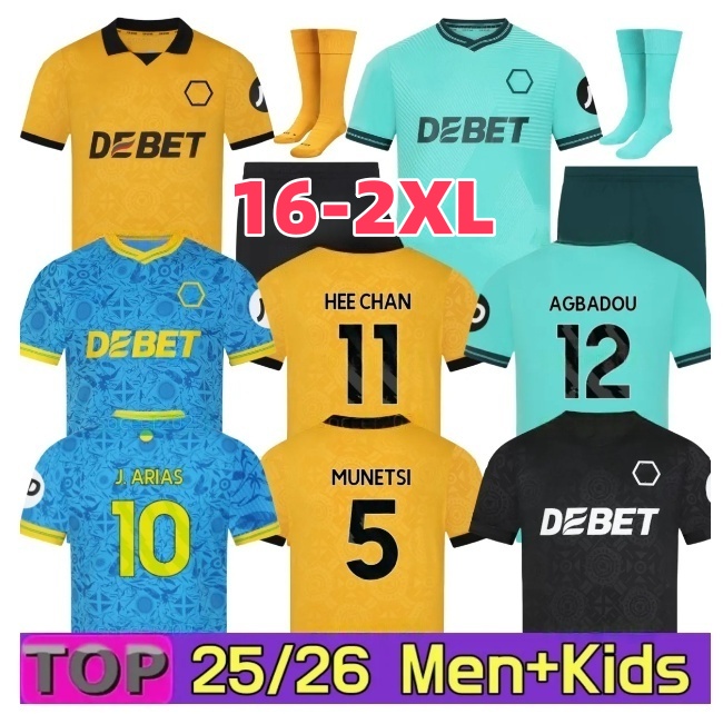 2025 2026 Wolves GUEDES STRAND LARSEN Soccer Jerseys 70th MATHEUS R.GOMES DOHERTY 25 26 BELLEGARDE HEE CHAN Football Shirts Men Kit Kids set tops 3XL 4XL