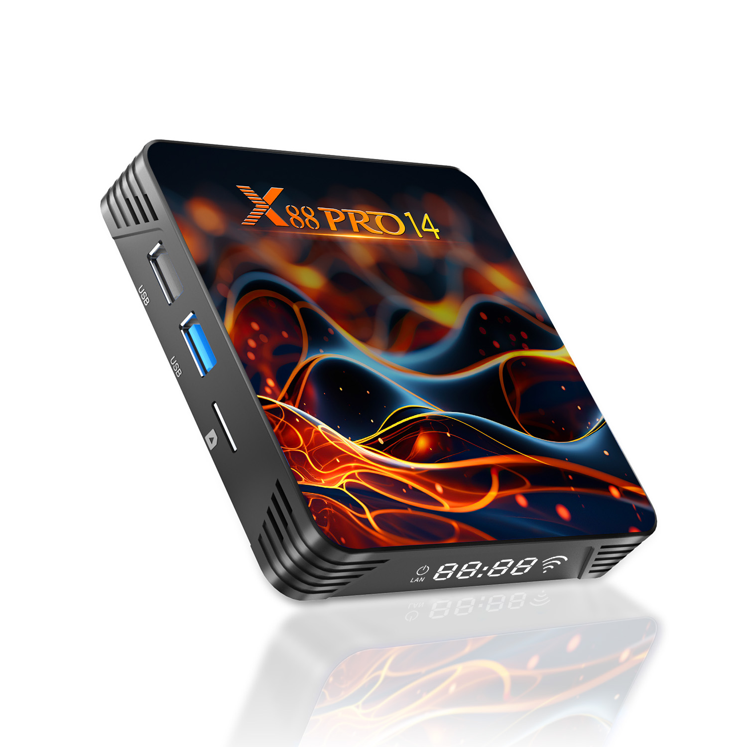 TV Box X88 Pro 14 Android 14 RK3518 Quad Core 2GB RAM 16GB ROM 4K LAN 100M Wifi6 BT 5.0 Voice Remote Media Player Set Top Box