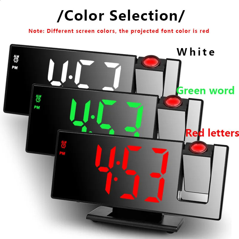1PC Mirror multifunctional projection alarm clock Intelligent luminous clock Bedroom large screen projection clock 250805