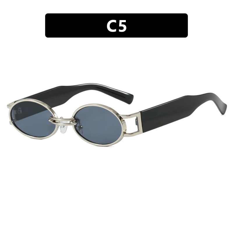 2025 Oval Metal Sunglasses Minimalist Retro Shades for Women Trendy Vacation Street Style