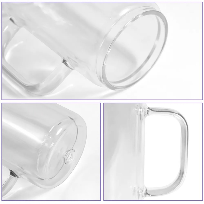 UPS 12oz snow globe sublimation glass mug tumbler with handle colored plastic lid blank sub car cup 650ml glass tea coffee beer mug drinking tumblers 
