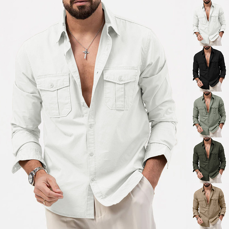 Fall New Fashion Designer Shirt Man Dress Shirt Long Sleeve Slim Fit Button Down 100% Cotton Casual Mens Clothing