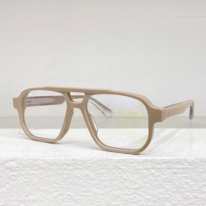 Ins Double Bridge Thick Heavy Acetate Sunglasses Uv400 Big Square Classical Men and Women Vintage Gift Eyeglasses with Case 250815