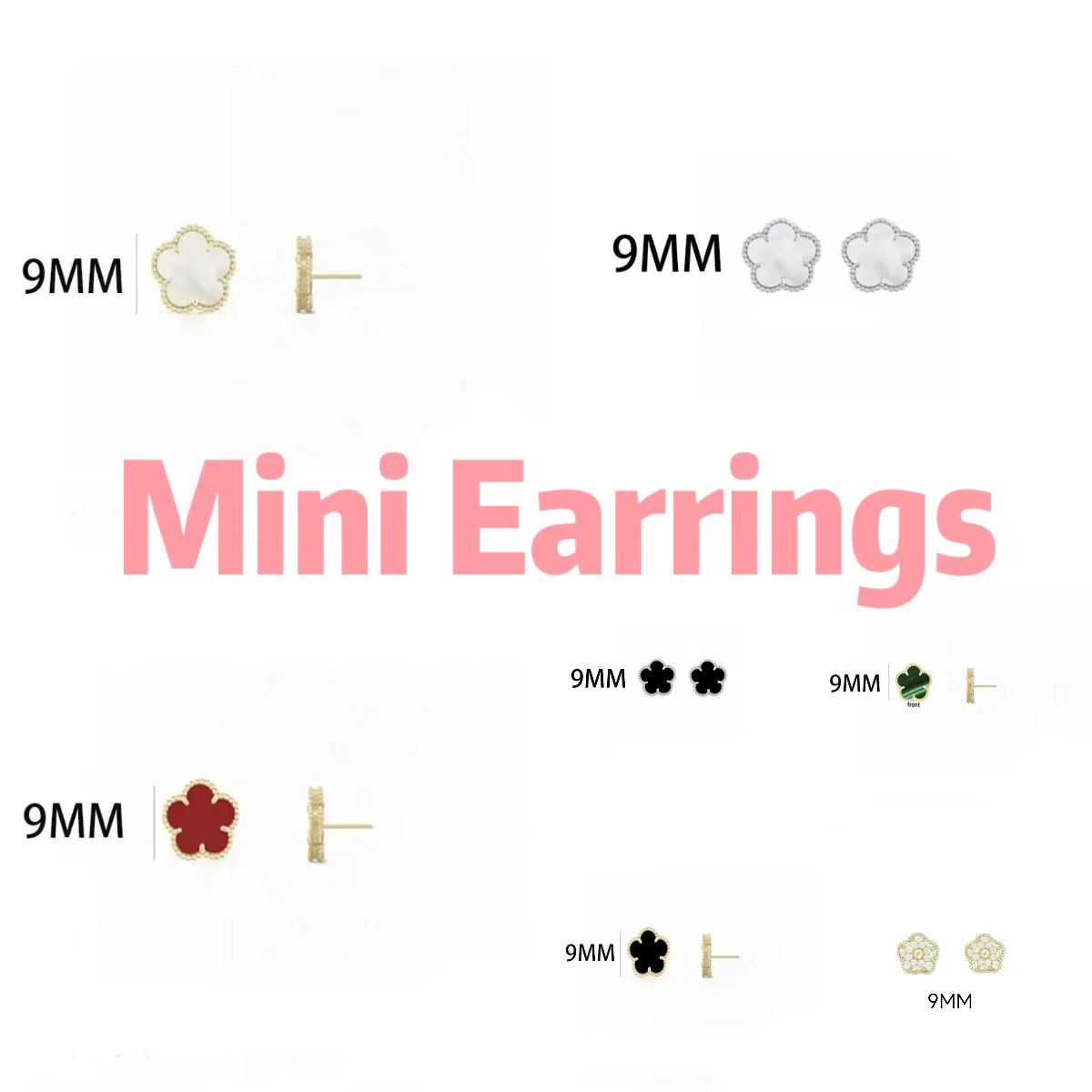 9mm mini clover earrings designer earrings 15mm luxury jewelry Black White Green Fashion Gifts designer earrings for woman earrings earring earings designer