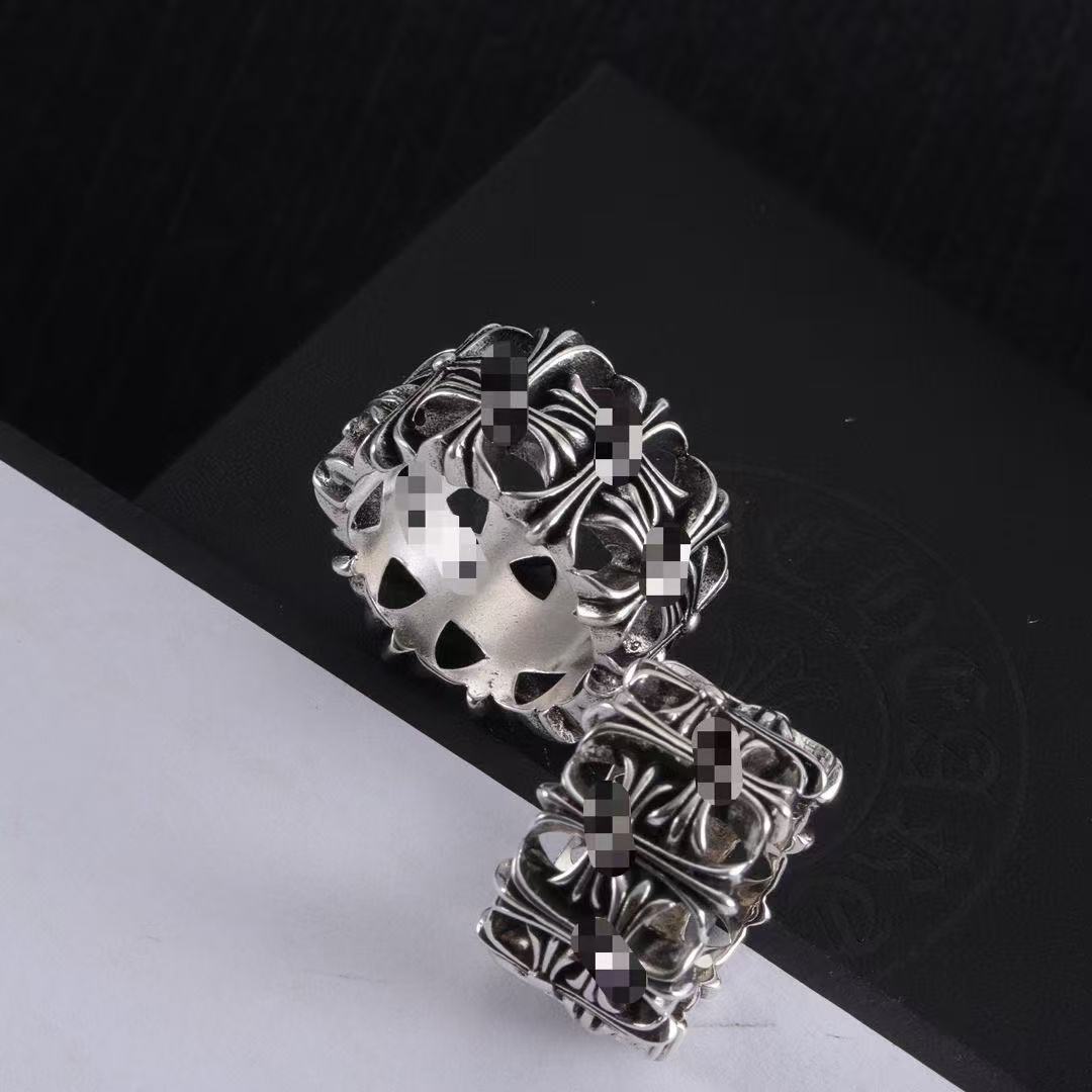 Designer Chrome Crossers Rings S925 Silver Plated Hip Hop Men and Women High quality Vintage Cross Open Thai Silver Chromers Ring Jewelry gift dd8