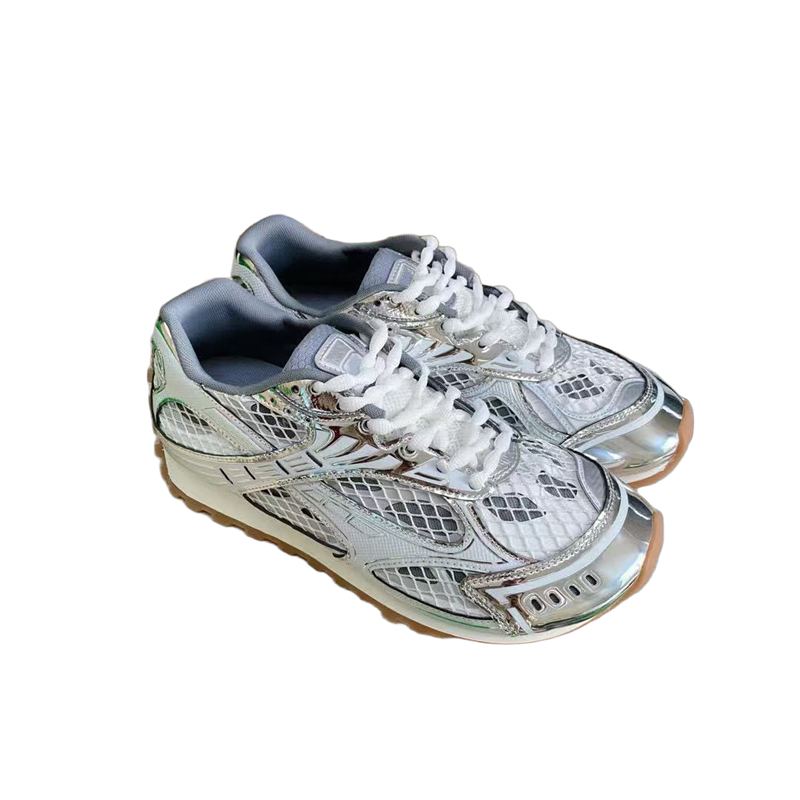 Men Women Casual shoes sneaker luxury leather mesh trainers Silver Green red yellow Blue Black