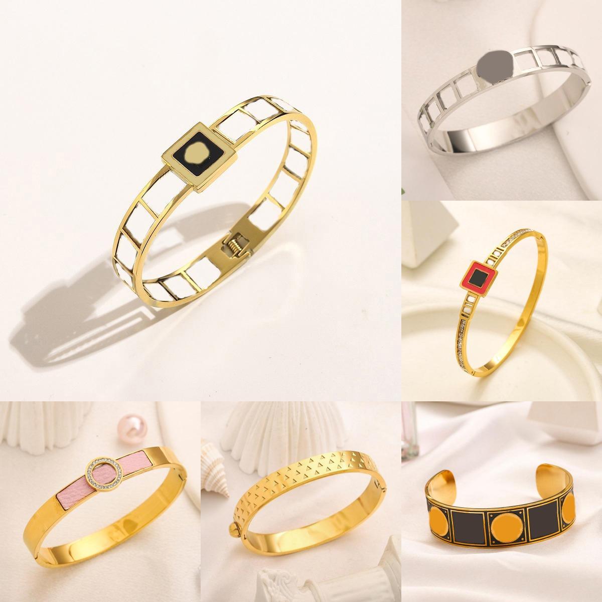 Fashion designer bracelets women letter bracelet designer bangle white black plated rose gold silver bracelet wide ladies designer jewelry