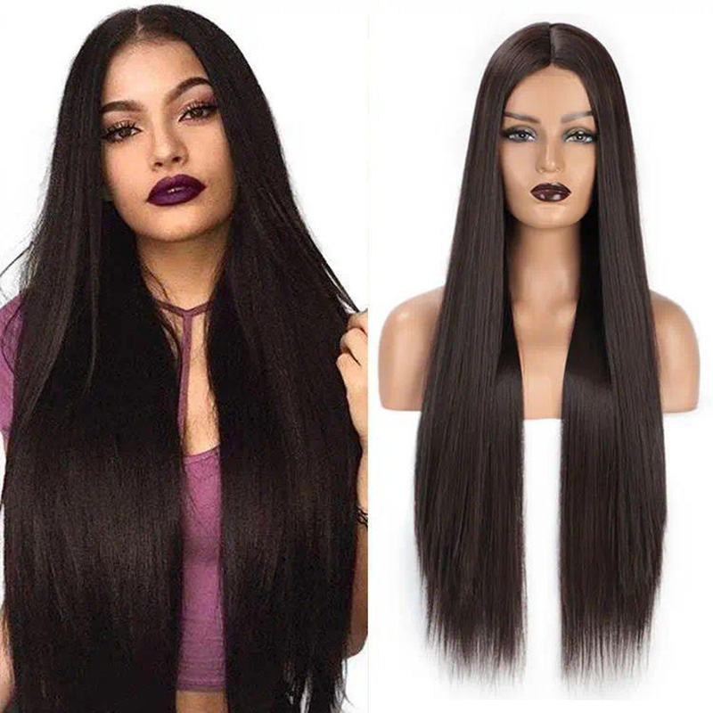 360 Lace Front Straight Human Hair Wig Brazilian 32 Inch Synthetic Front Closure Wig for Women j6