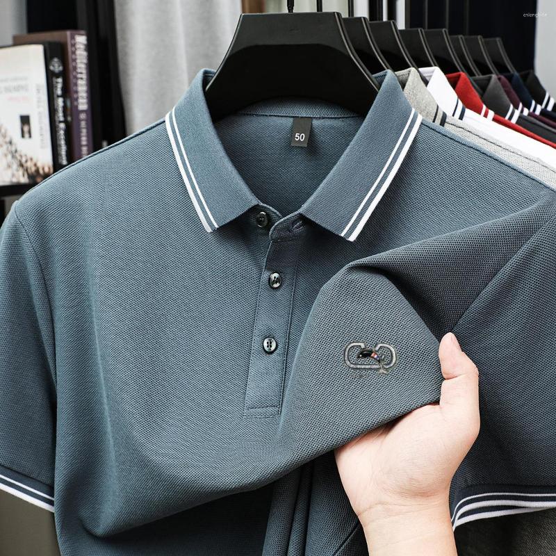 Men's Polos 2025 Short-sleeved Summer Polo Shirt Solid Color Lapel Middle-aged And Young 100 Cotton Casual Top Wear