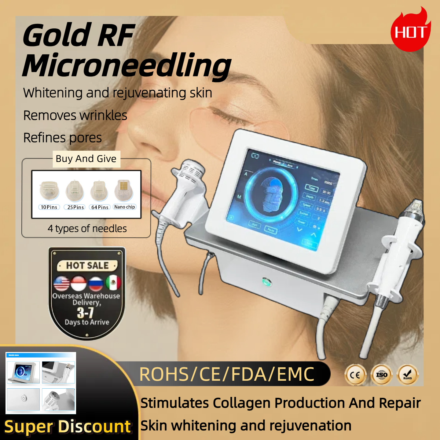 New Radiofrequency Microneedling Fractional RF Treatment for Skin Rejuvenation Wrinkle Removal Whitening And Wrinkle Removal To Remove Acne Scars Equi