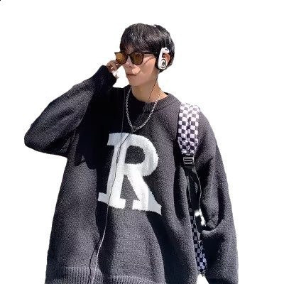 fw RAF SIMONS Outline Line Beige Figure Round Neck Sweater For Men Women Quality Knit Casual Sweatshirts 240813