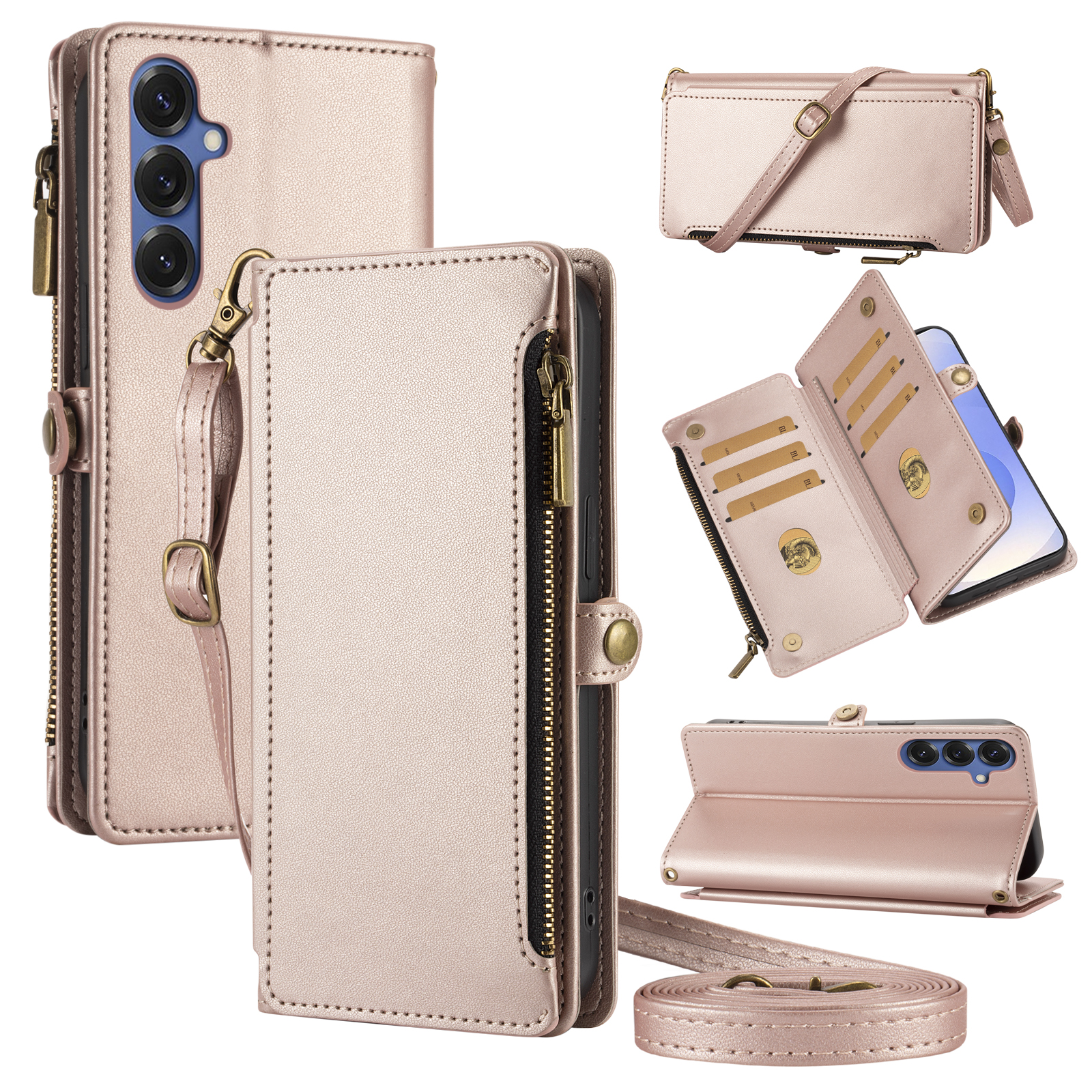 Leather Universal Smartphone Holder with Card Slots & Adjusting Belt