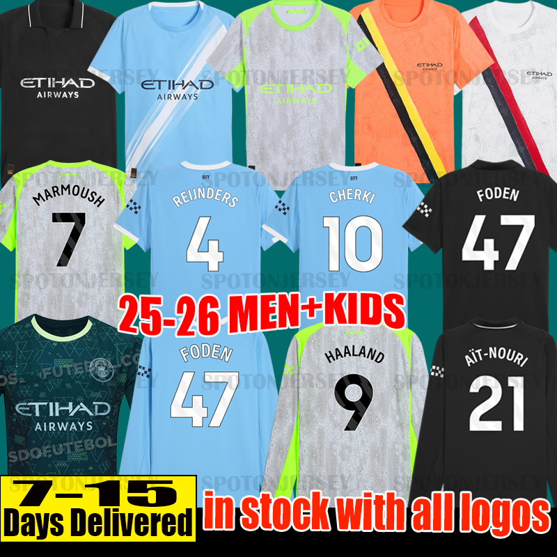 man city 25 26 HAALAND MARMOUSH SOCCER JERSEY GREALISH MAN CITIES ALVAREZ player DE BRUYNE FODEN football tops shirt men kids kit DOKU Mancheste rs city jersey