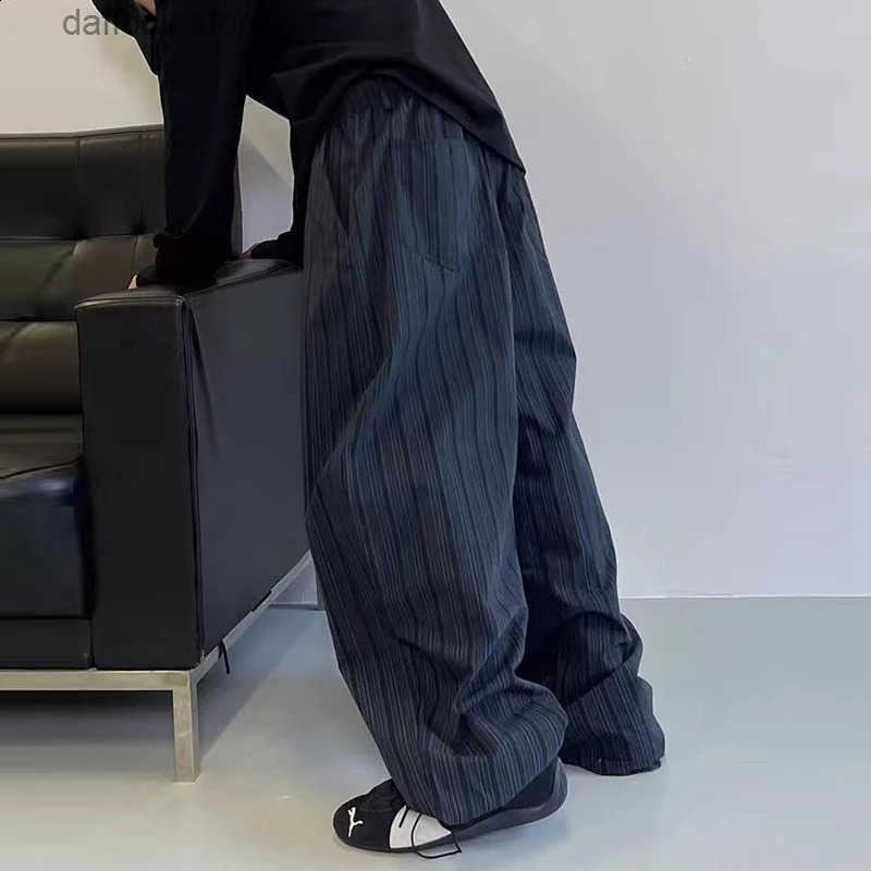 Men Trendy American Vintage Striped Oversized Strtwear Baggy Pants Y2K Harajuku Hip Hop Casual Wide Leg Trousers Pantnes Z260315