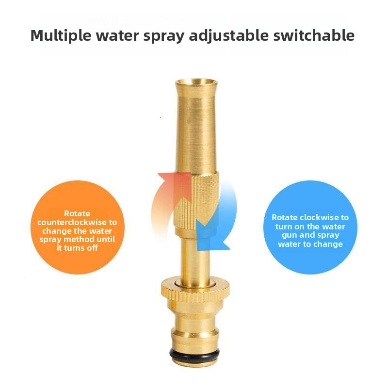 High-Pressure Pure Copper Direct Spray Multi-Functional Household Hose for Flowers, Watering Vegetables, Sprinkler Nozzle, Car Wash Water Gun, Pressur