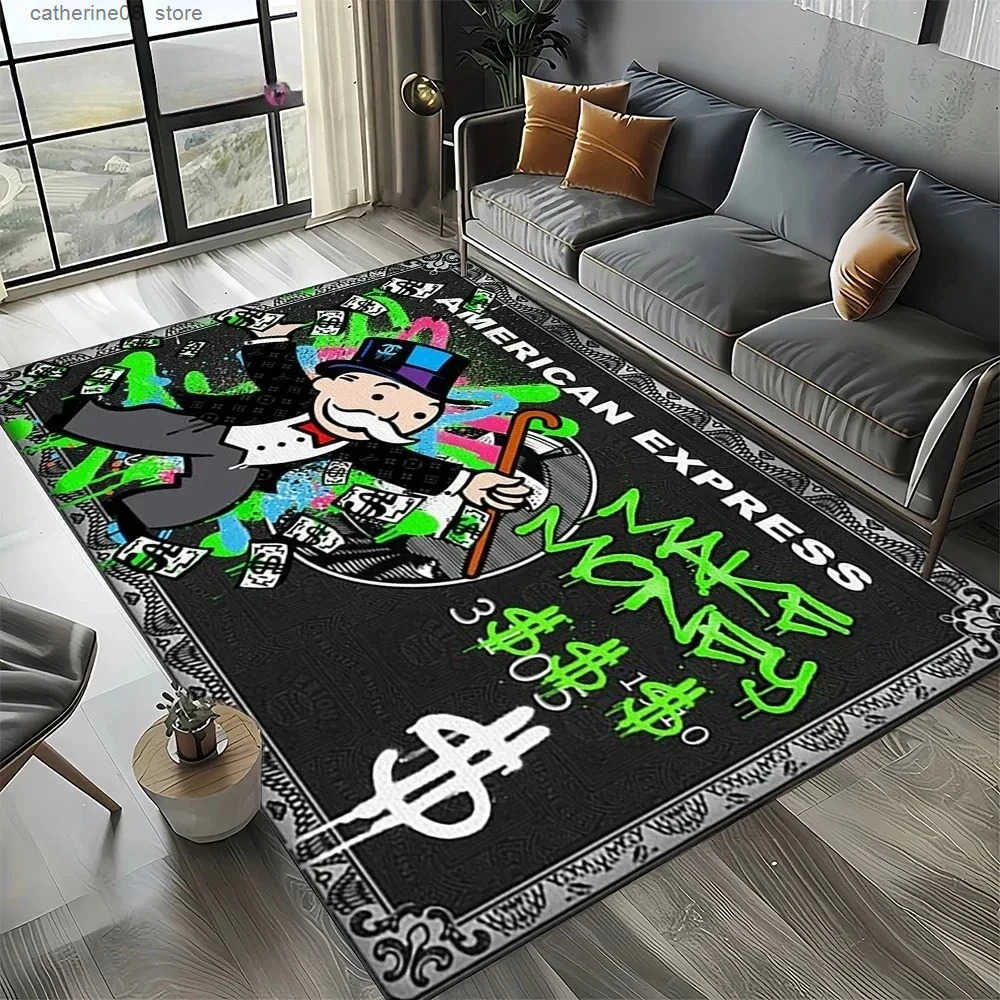 3D Rich Man Game Monopoly Dollar Cartoon Carpet Rug for Living Room Bedroom Home Sofa Decoration Kid Area Rug Non-slip Floor Mat Z250818